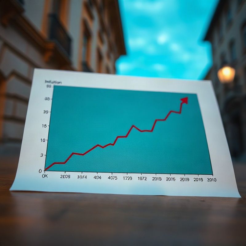 Primer plano de un gráfico impreso de inflación con línea ascendente